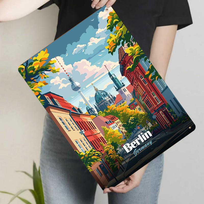 

Berlin Germany Cityscape Metal Wall Art Vintage Travel Poster Decorative Iron Painting for Home Office 20x30cm（7.8x11.8inch）