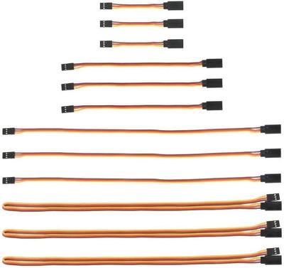 Servo-Verlängerungskabel-Set 12 Stück 3-Pin 26AWG | Gemischte Längen 75mm/150mm/300mm/600mm | Hochwertiger Kupferdraht | Für RC-Auto Drohne Flugzeug