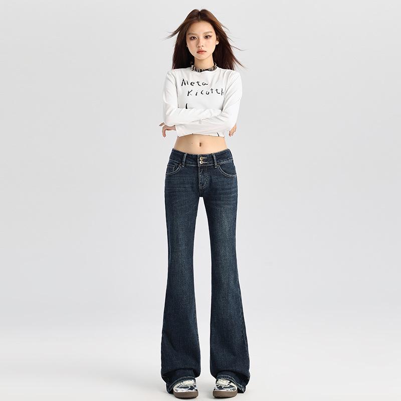 American Retro Spicy Girl Low-Rise Micro-Flare Bell Bottom Jeans - Women's Petite & Plus Length
