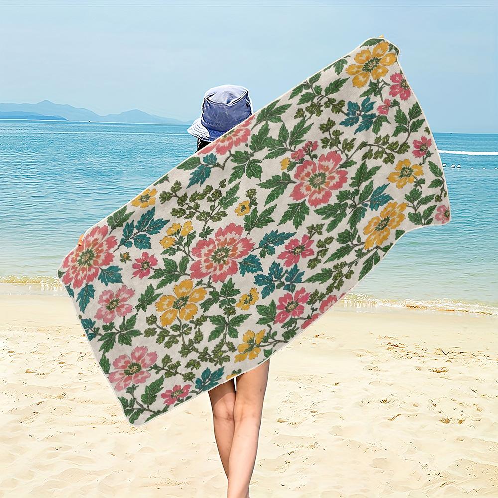 Soft Microfiber Beach Towel Small Floral  Beach Towel,soft and Absorbent,essential for Camping,swimming,and Beach Activities