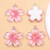 Transparent Cherry Blossom Plant Charms - 6 Colors, 25x29mm Five-Petal Resin Flower Pendants