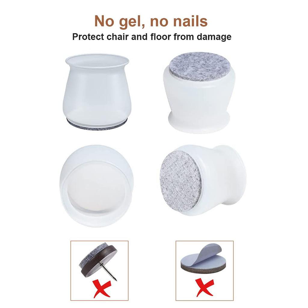 16 bucăți silicon anti-alunecare + suport rotund pentru picioare din pâslă, protecție pentru podea, covoraș pentru mobilă, masă și scaun pentru picioare