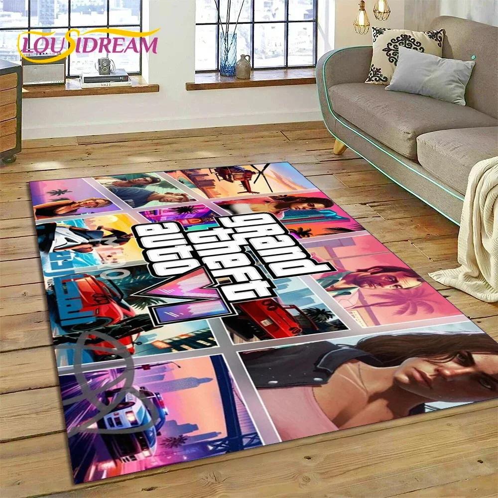 3D GTA Spiel Grand Theft Auto Gamer Teppich für Schlafzimmer Wohnzimmer Zuhause Sofa Dekoration, Kinder Spiel Große Dekor Bodenmatte