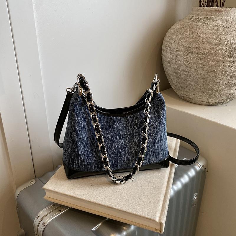 

Джинсовая сумка женская летняя новая модная нишевая сумка-мессенджер высококлассная цепочка одноплечевая подмышечная сумка