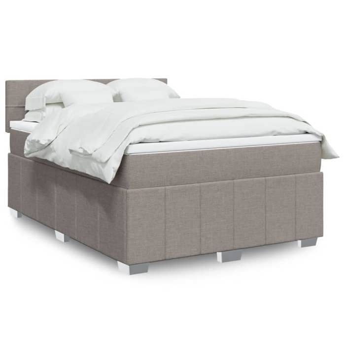 VidaXL Slatted Bed Base with Mattress Taupe 160x200 Cm Fabric 3289423