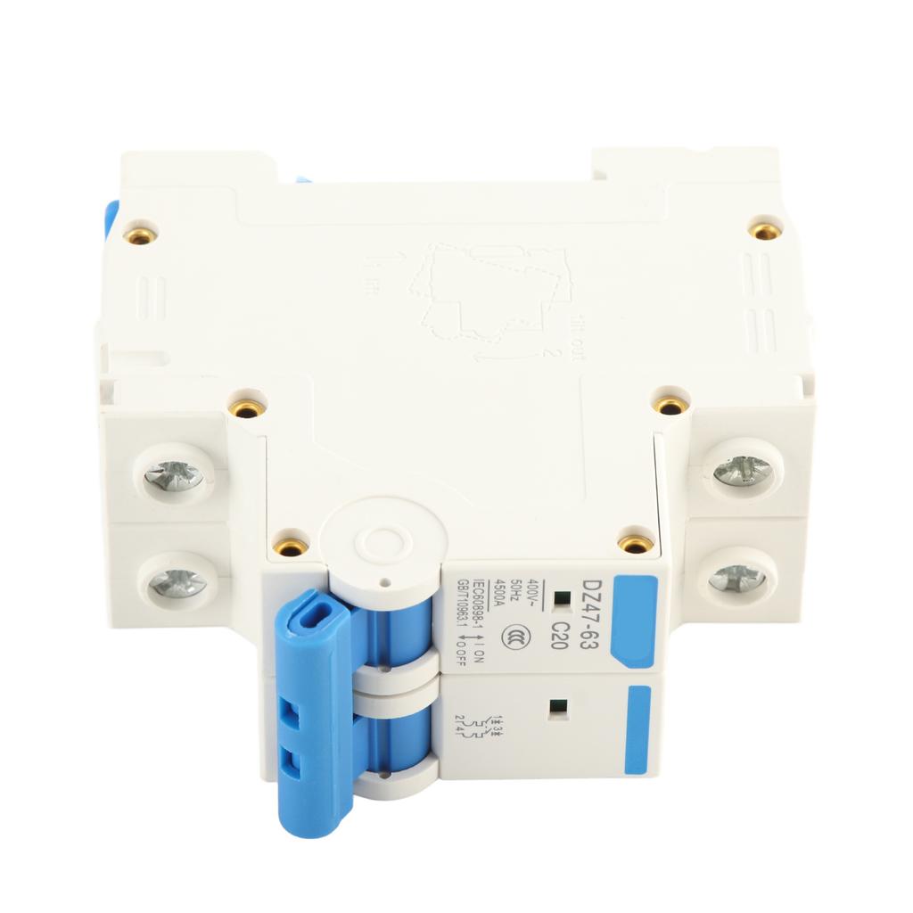 DZ47‑63 2 P Mini Circuit Breaker Cutout Switch Breaker 400VAC(20A)