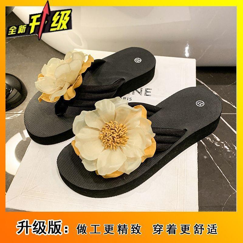 2025 summer thick-soled outer wear versatile muffin bottom flip-flops comfortable non-slip fashion pinch foot beach shoes flip-flops