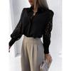 New Spring and Summer Women's Solid Color Lace Stitching Hollow Lapel Fashionable Shirt