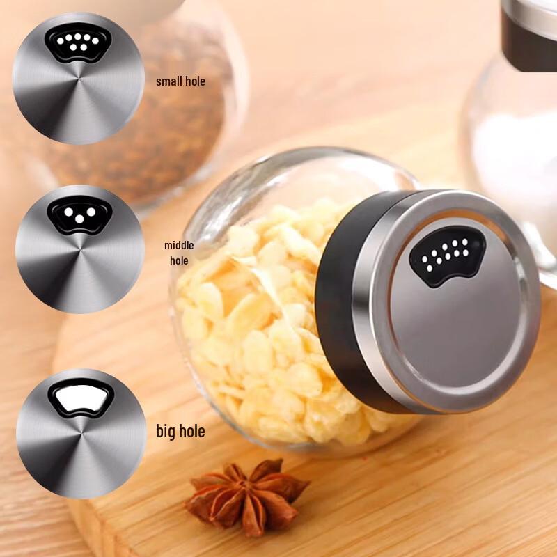 RuHan Glass BBQ Spice Shaker with Rotating Multi-Hole Lid, 170ml