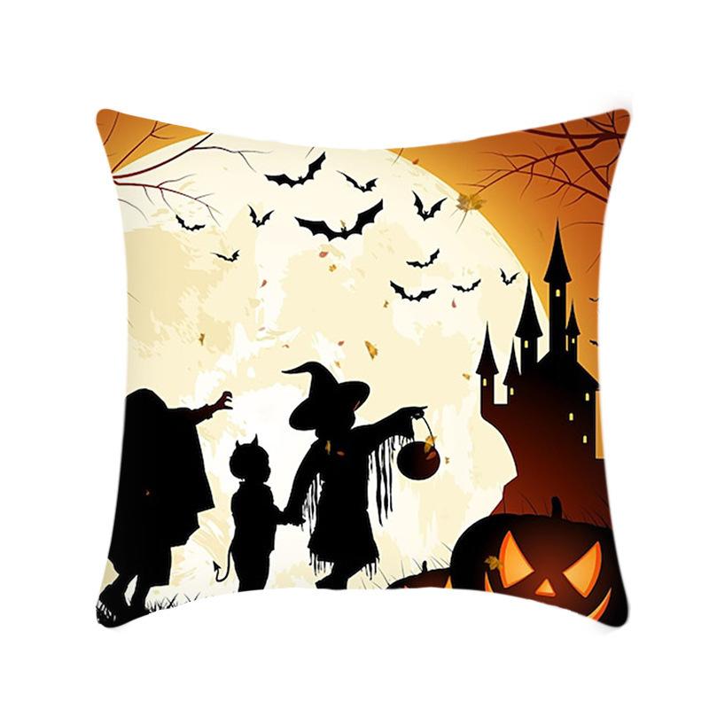 Halloween Throw Pillow Cover Linen Print Halloween Home Decor Cushion Cover Sofa Cushion Back Cushion