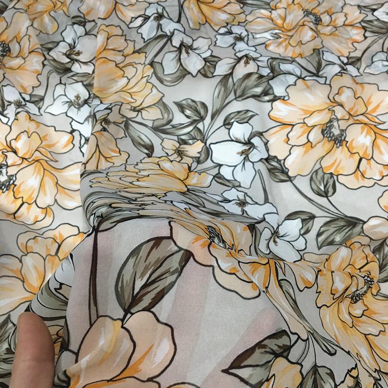 100x150cm Micro-transparent Floral Pearl Chiffon Fabric for Clothes Dress Shirt Diy Sewing Flower Printed Cloth Soft