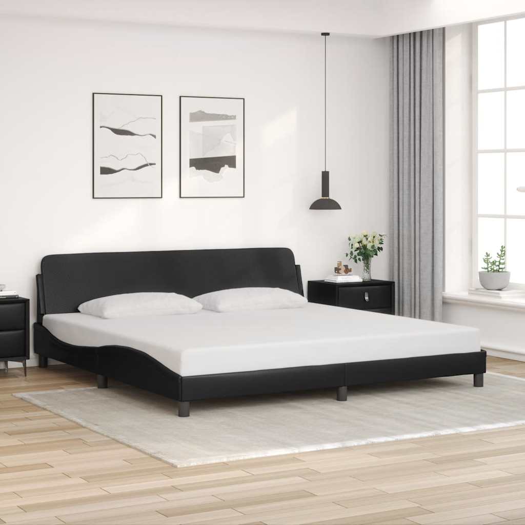 Bed Frame  Dover  Black 193 x 203 cm Faux Leather