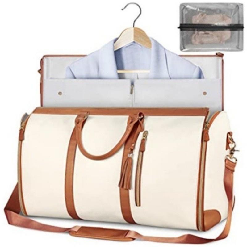 Versatile Women's Folding Travel Suit Bag: Multi-Function PU Storage with Large Capacity & Portability