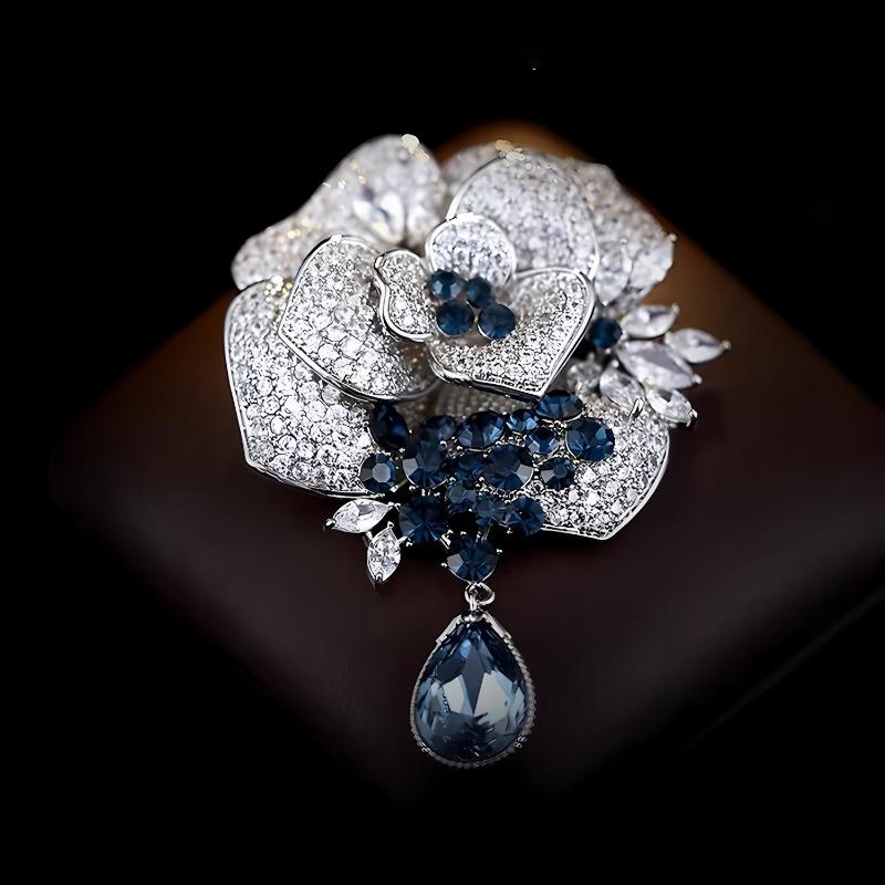 Glitrende Rose Brosje High-end Dame Utsøkt Brosje High-end Følelse Nisje og Lett Luksus Nål Tilbehør