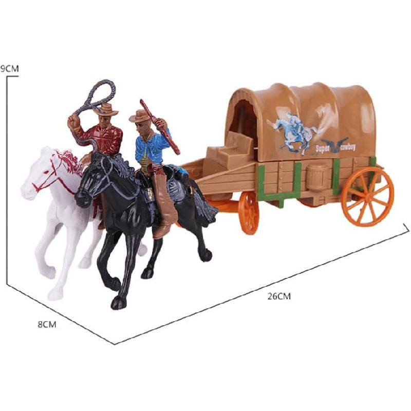 Western Figures Horse Carriage Model Playset Plastic West Figurines Riding Horse Action Figure Educational Toys Table Decoration for Boys Girls Kids