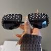 American Sweet Cool Frameless Diamond Studded Sunglasses for Women Rhinestone Shining Sun Glasses  Blue Light Blocking Glasses