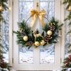 Plastic Holiday Wreath with Open-Center Shape and Top Bowknot Loop for a Vertical Christmas Presentation at Gatherings