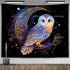 Lunar Sentinel Owl Tapestry Celestial Medieval Tapestrys Aesthetic Room Decor Witchy Occult Altar Cloth Tarot Background Cloths