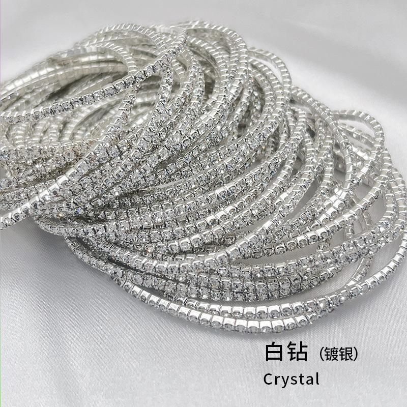 

1Pcs Single Row Cubic Zirconia Tennis Bracelet Silver Color Elastic Bangle for Women Multi Layered Wearing Streetwear Jewelry
