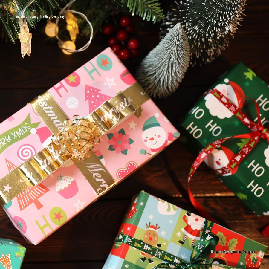 Children's Christmas Toy Wrapping Paper with Cartoon Gift Boxes and Handmade Paper Shoe Box for Holiday Celebrations