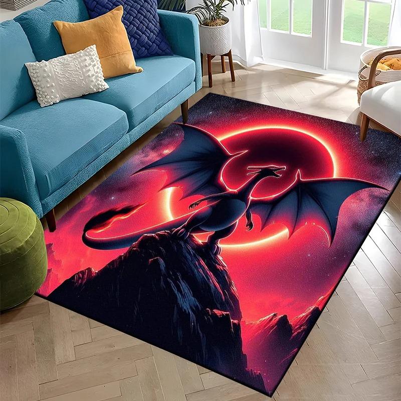 

Pokémon Rectangle Rug Stunning Anime Battle & Fantasy Scenes Carpet Featuring Mewtwo Gengar Charizard Ideal for Game Ro 40cm x 60cm