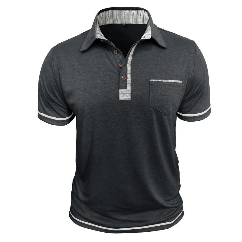 Maglietta Polo Casual da Uomo Taglie Forti con Colletto Reversibile, Maniche Corte, Tasca, Bottoni