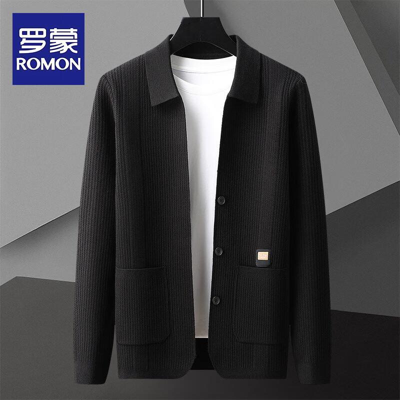 ROMON Men's 2026 Autumn Polo Collar Cardigan Sweater