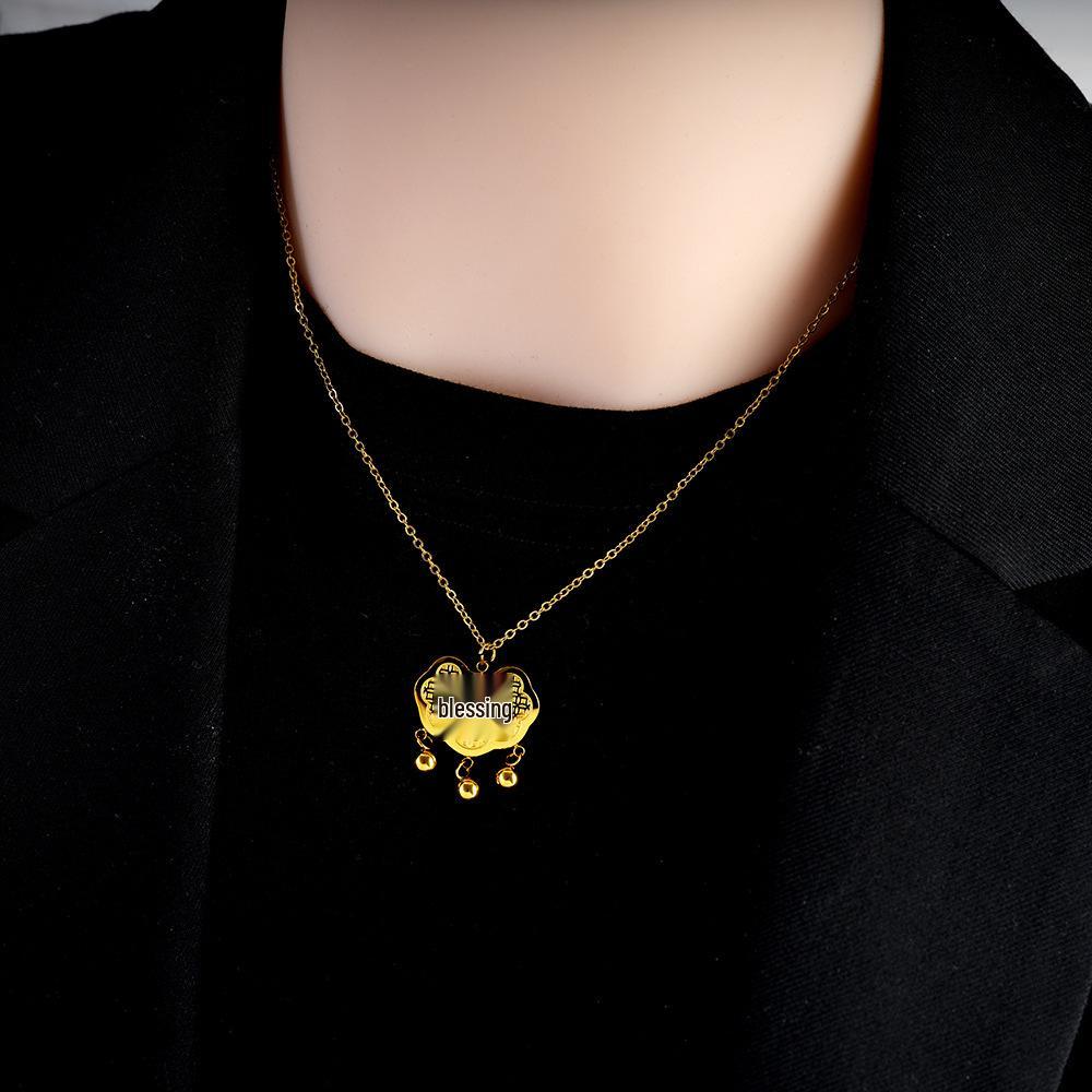 Ruyi Longevity Lock Necklace - Stainless Steel, High-End Ethnic Clavicle Chain for Women, Secure Fit