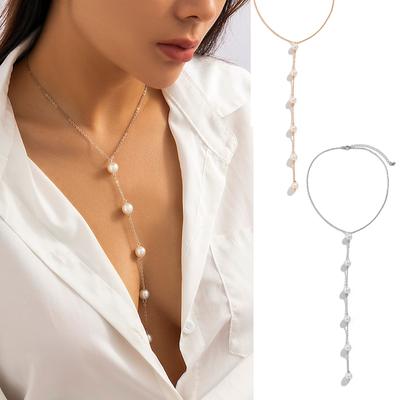 Lange Imitationsperlen-Quastenhalskette Damenschmuck Geschenkschmuck Damen