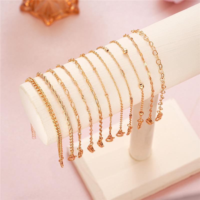 Cuban Chain Bracelet Set for Women, Gold Color, Boho Retro, Thick Twist, Trendy Quality Jewelry Gifts, 11Pcs, 2024
