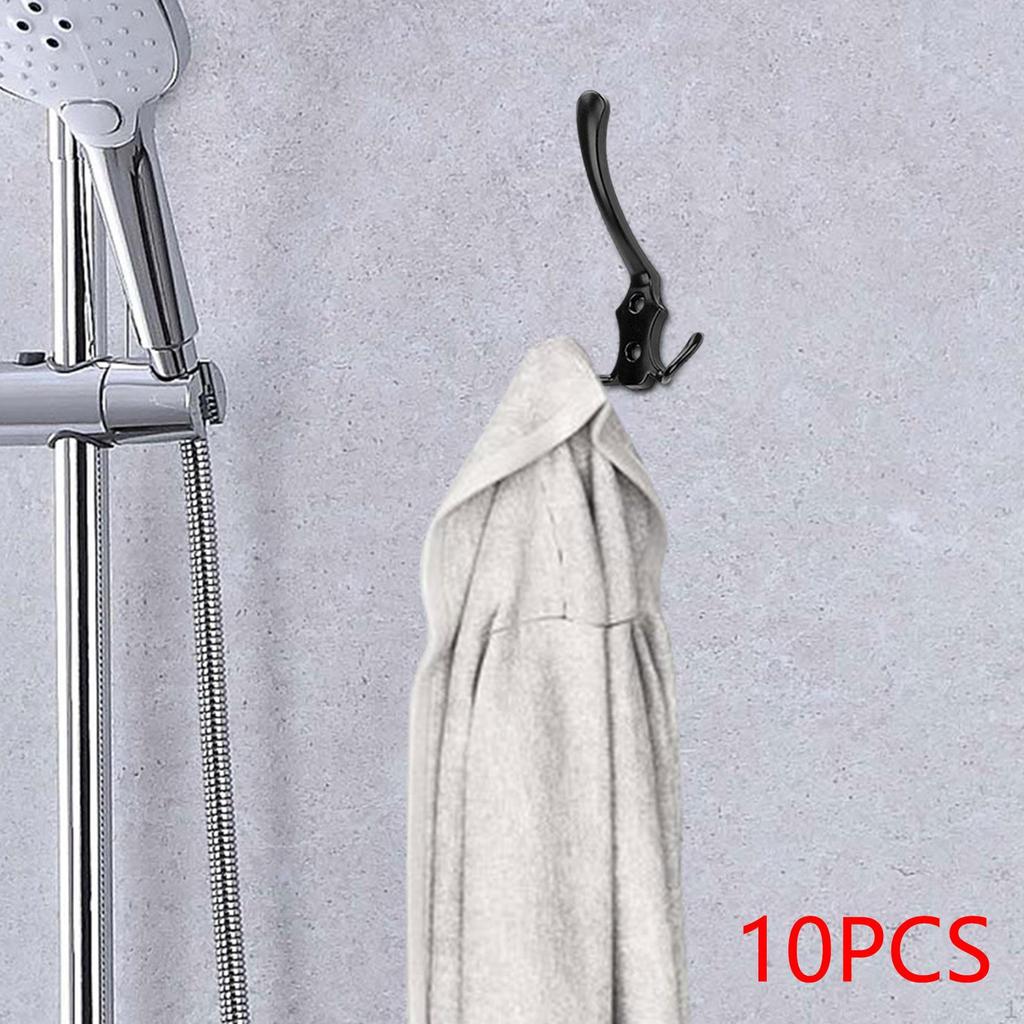 10x Coat Hooks Robe Hanger Storage Organizer Double Wall Mounted for Living Room