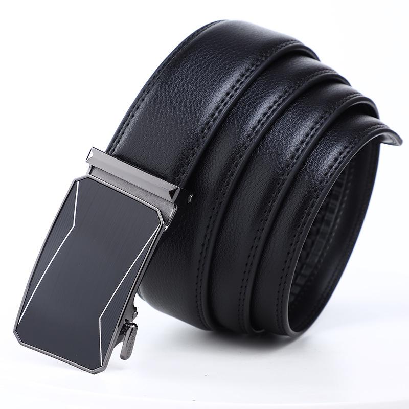 Men's New Business Belt Alloy Trendy Automatic Buckle Leather Pants Belt Business Casual Young and Middle Aged Belt Men