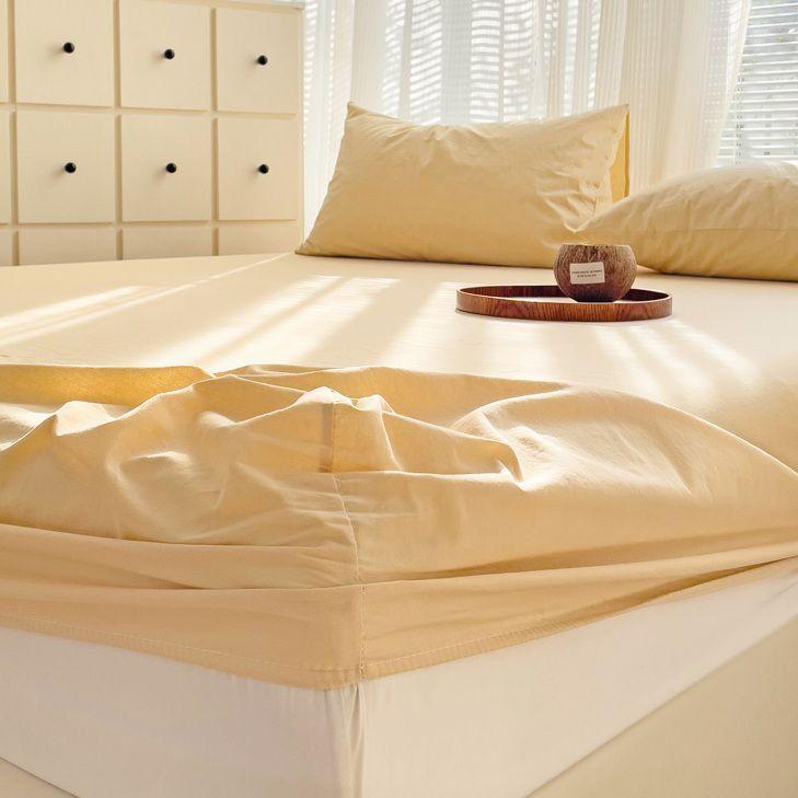 Japanese Style Washed Cotton Striped Bed Sheet Three Piece Set, Full Coverage, Non Slip Single Piece, Simmons Mattress, Dust