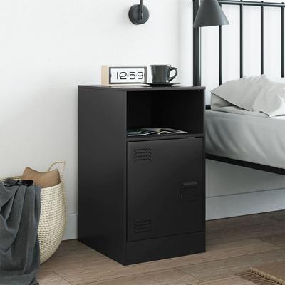 Nightstand Black 34.5 X 39 X 62 Cm Steel