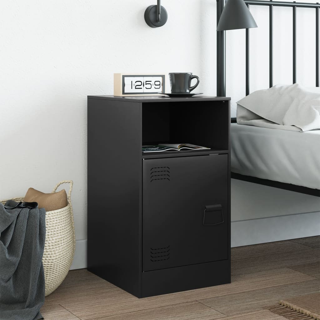 Nightstand Black 34.5 X 39 X 62 Cm Steel