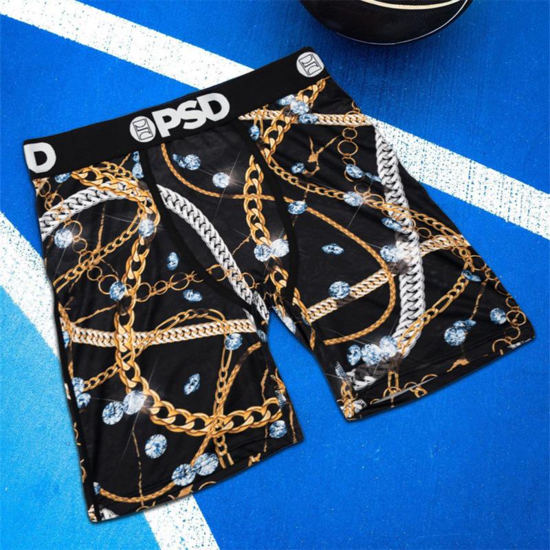 PSD Boxer Briefs Estampados Cómodos de Secado Rápido para Hombre de Línea Larga de Tiro Medio