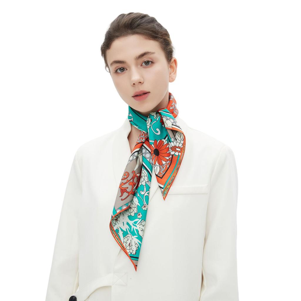 Youpin spring, summer and autumn headscarf antibacterial, anti-wrinkle and antistatic double-sided printed silk scarf square scarf