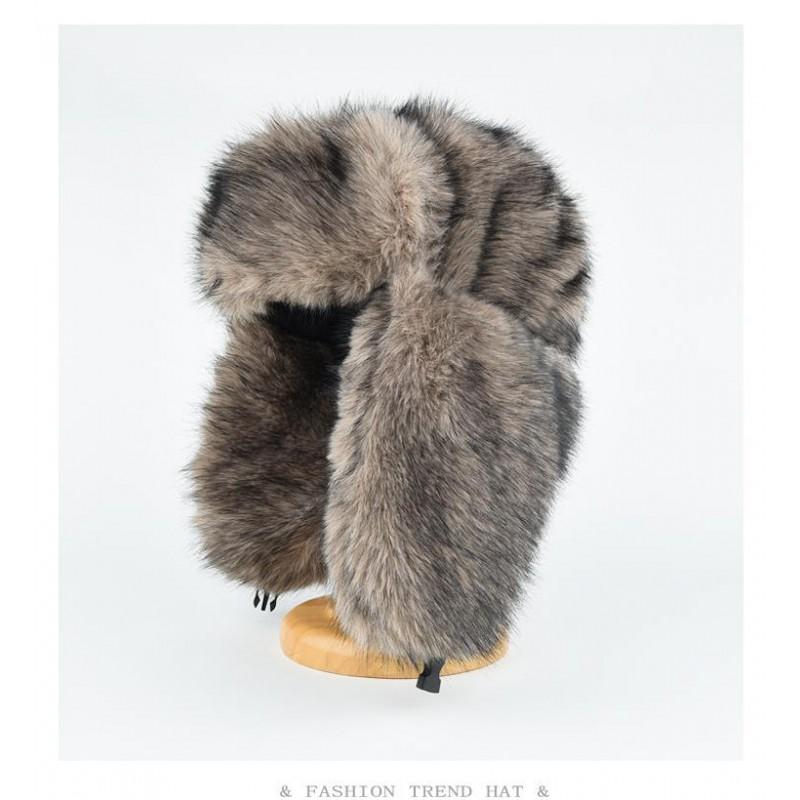 Faux Mink Fleece Winter Hat Men Women Warm Windproof Ear-Protecting Beanie With Long Plush Fur Large Head Size
