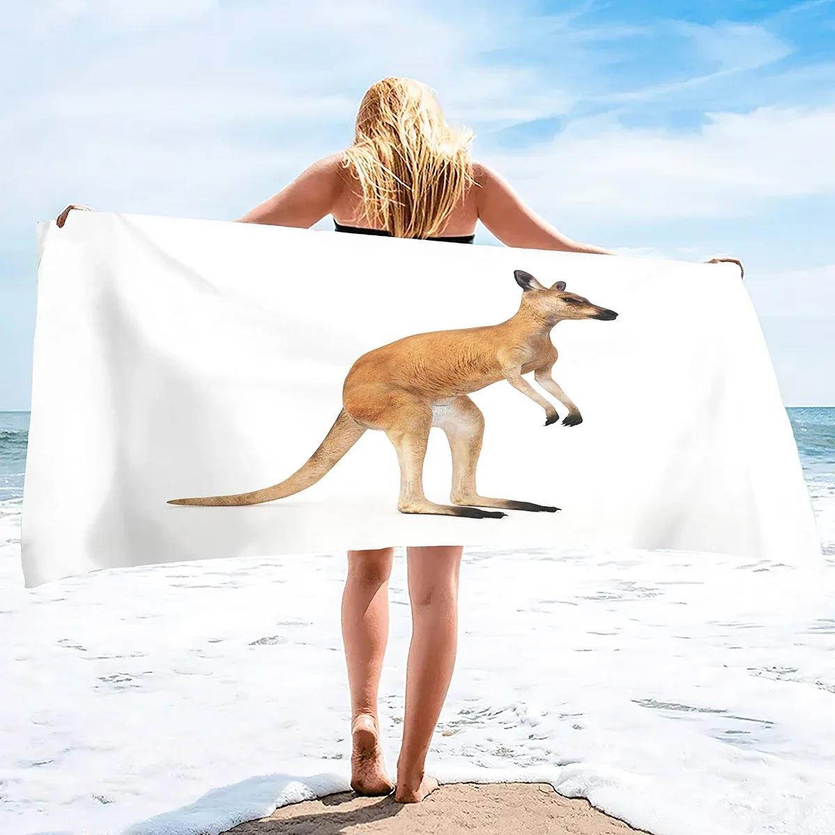 Textilien Beach Towel, Oversized Microfiber Beach Towels For Travel, Quick Dry Towel For Swimmers Sand Proof Beach Towels Kangaroo Pattern