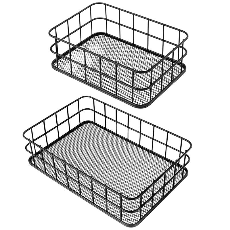 Wire Basket Decorative Rectangular Sturdy Farmhouse Style Kitchen Organizer For Kitchen Bathroom Laundry Room Cabinets Closets