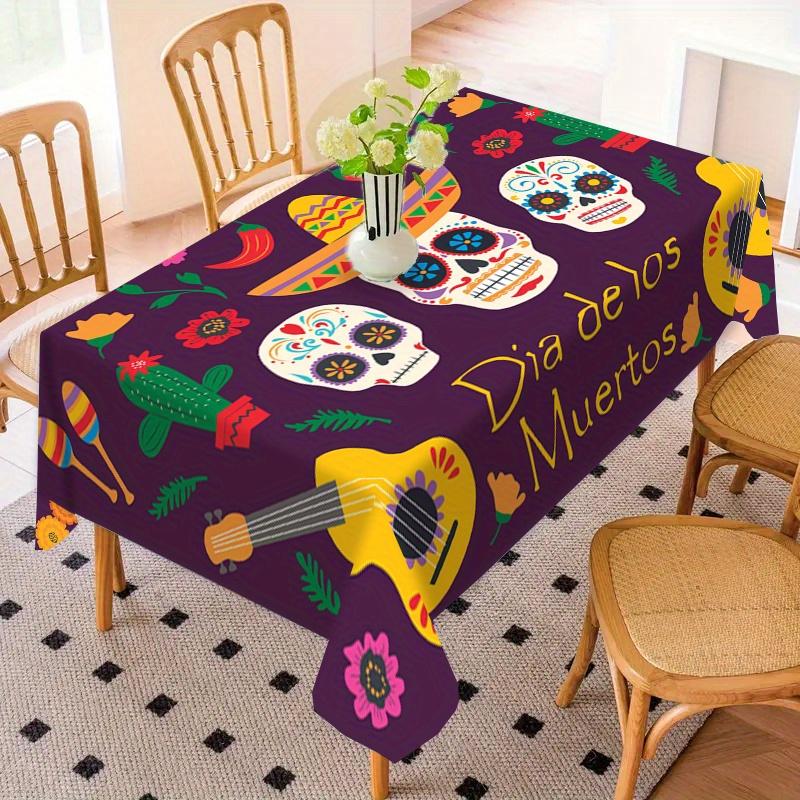 Mexico Sugar Skull Rectangle Table Cloth for Table Decor Holiday Party Waterproof Reusable Tablecloth for Tables Kitchen Dining