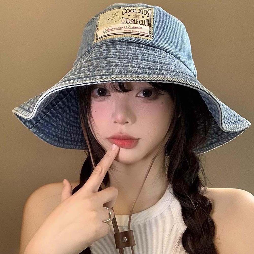 Sunshade Retro Fisherman Hat Lightweight Sun Protection Basin Cap Denim Bucket Hats  Spring