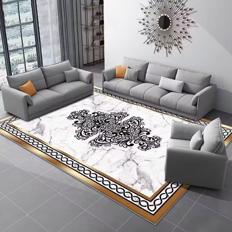 Klassischer Euroamerikanischer Faltteppich Verdickte Rückseite aus gewaschener Baumwolle Ethnischer Stil Bereichsteppich für Wohnzimmer Schlafzimmer Heimdekoration