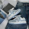 ins student blue retro thick-soled heightening casual bread shoes breathable sports board shoes