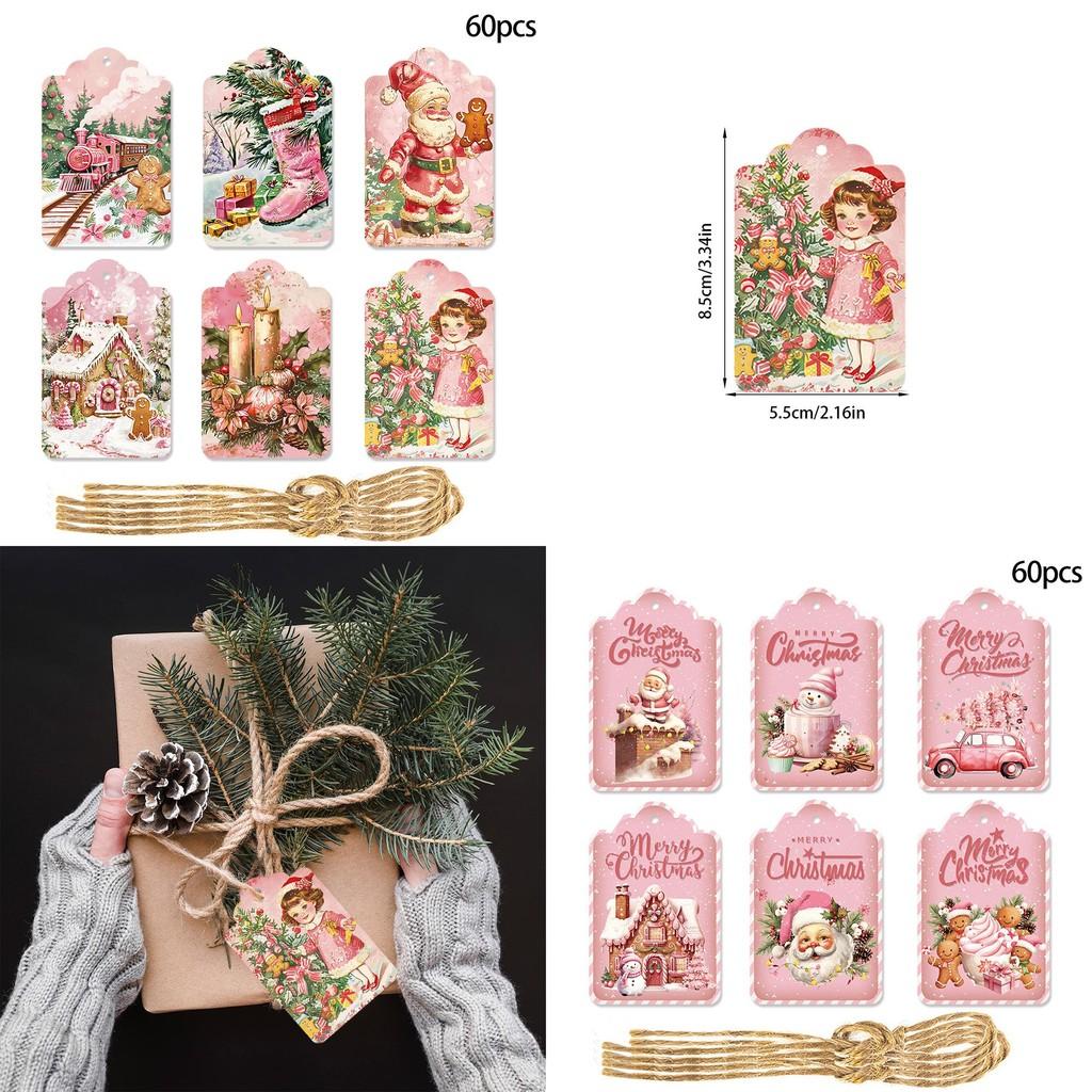 Holiday Season Paper Gift Tags With Vintage Style 60pcs For Christmas Celebrations