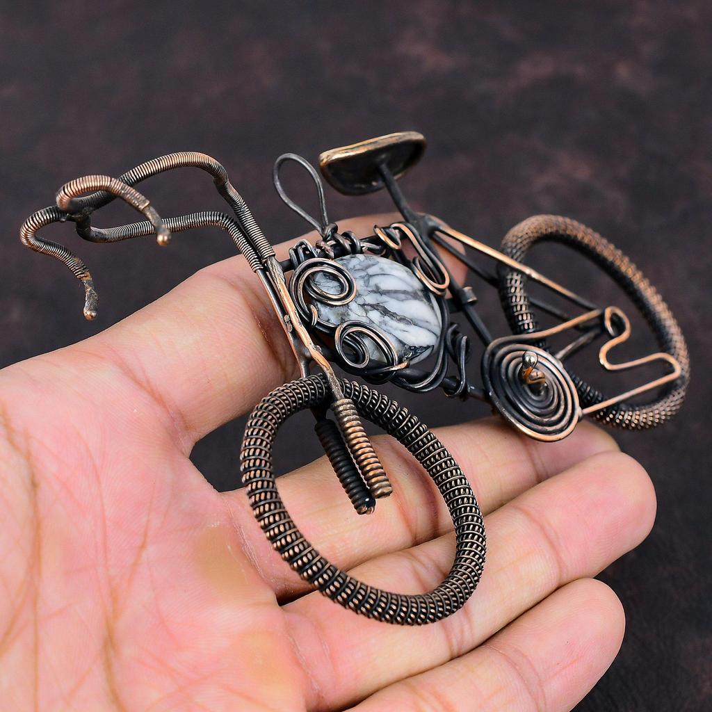 Pinolith Jasper Pendant Copper Wire Wrapped Jewelry Handmade Pendant Copper Cycle Jewelry Gemstone Pendant Gift For Her Wire Wrapped Jewelry