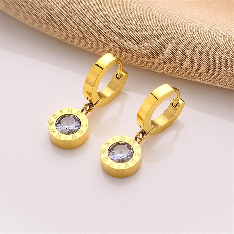 Roman Stainless Steel Jewelry Set: Color-Preserving Necklace, Bracelet & Earrings - Non-Fading, Simple Titanium Design