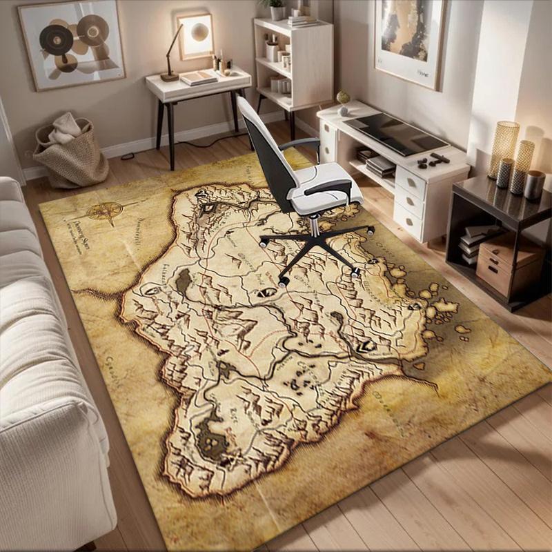 Skyrim Map: A Detailed Guide to Skyrim's Lands and Legends Office Mat Home Decor Office Desk Chair Rugs Chair Carpet for office Chair Mat Gi