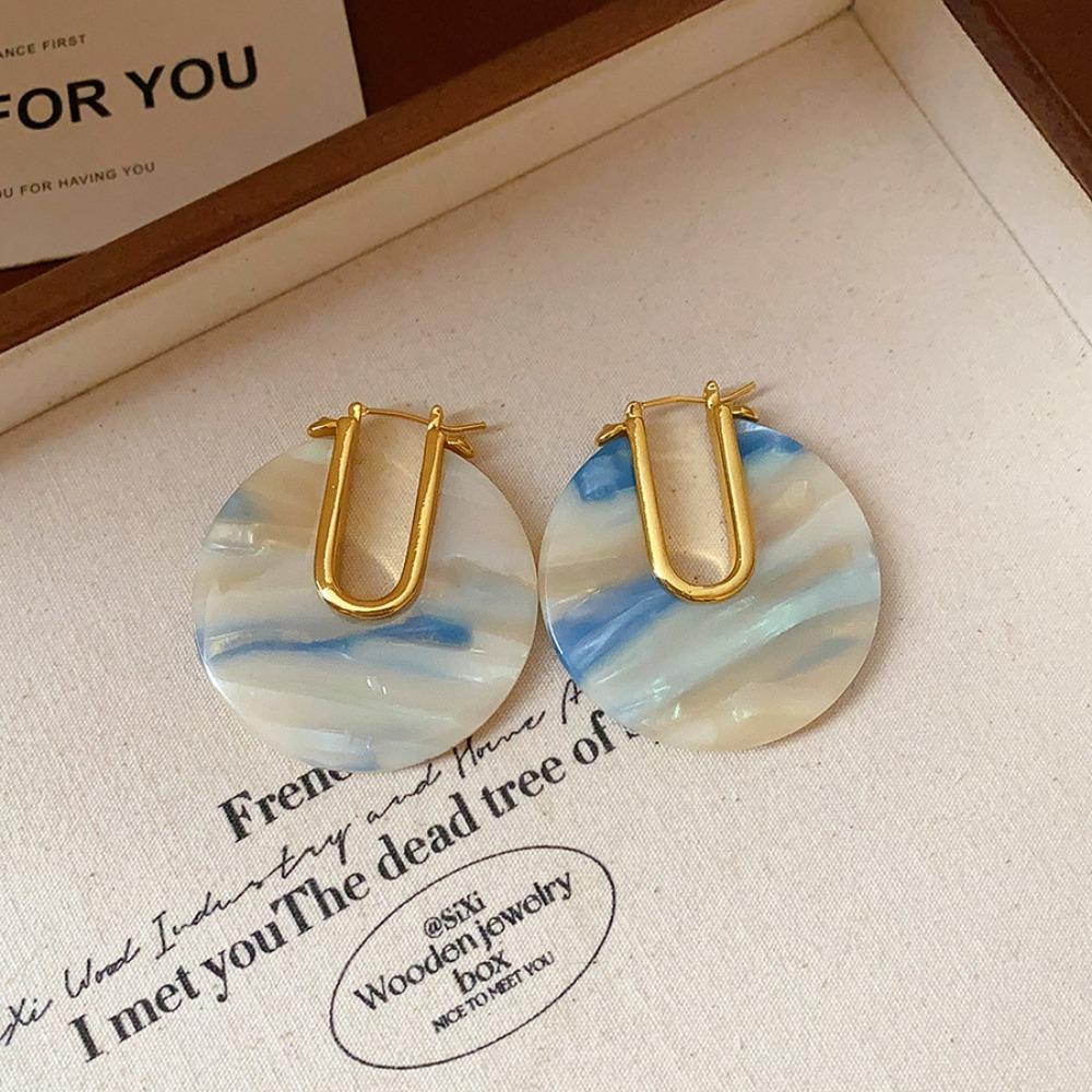 Acetic Acid Leopard Print Earrings Vintage C-shaped Earring Acetate Hoop Earrings  Girls