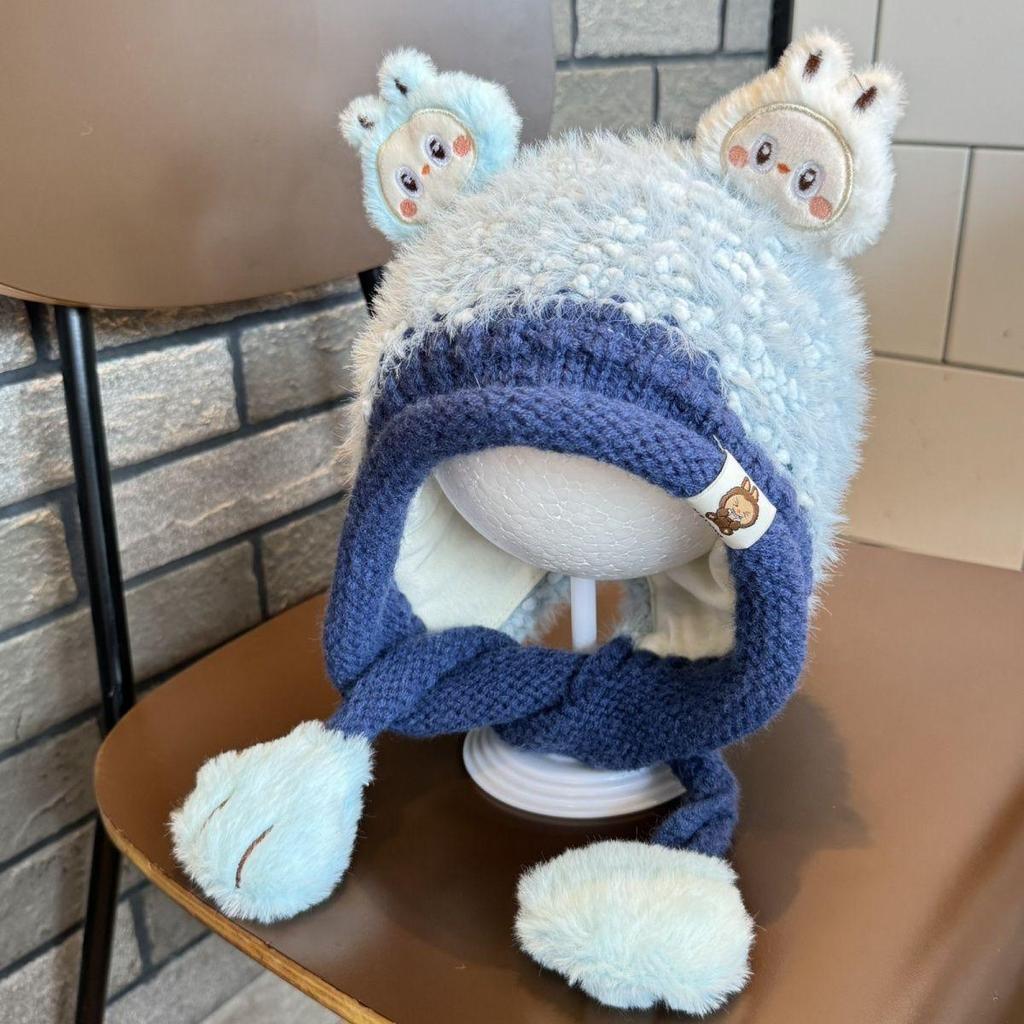 Cozy Autumn/Winter Baby Velvet Cartoon Knit Hat with Ear Protection for Girls - Super Cute and Warm